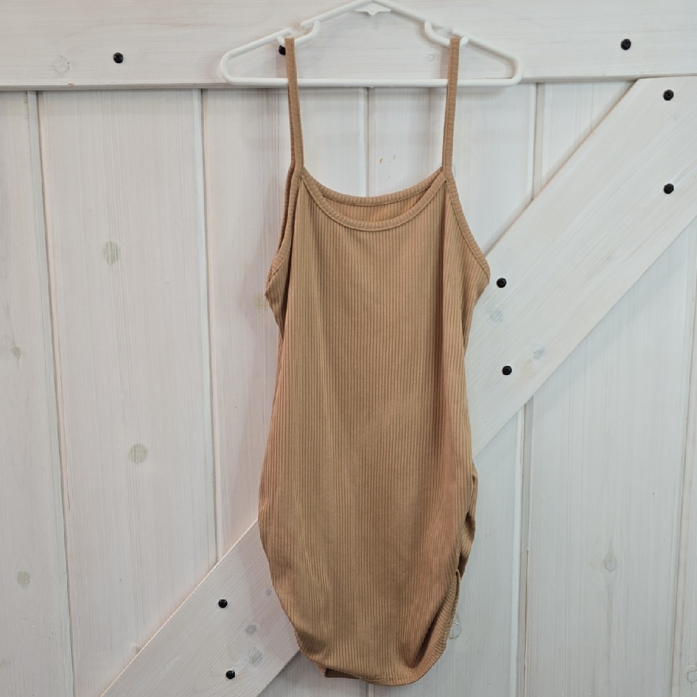 Tan Ribbed Sleeveless Dress